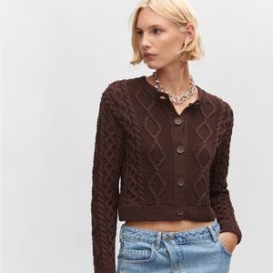 Mango cropped brown sweater size small